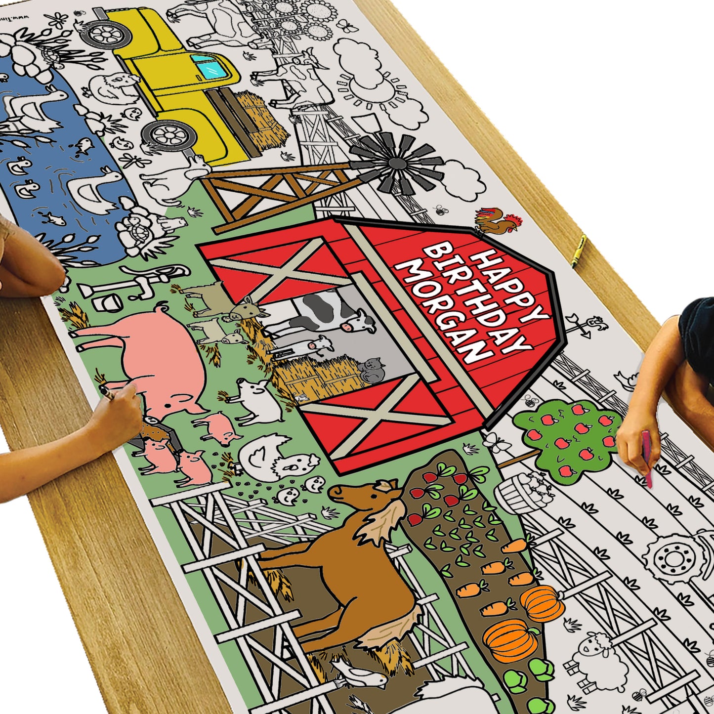 Giant Personalized Farm Animals Coloring Banner