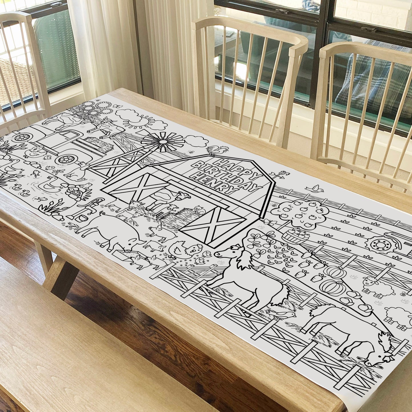 Giant Personalized Farm Animals Coloring Banner