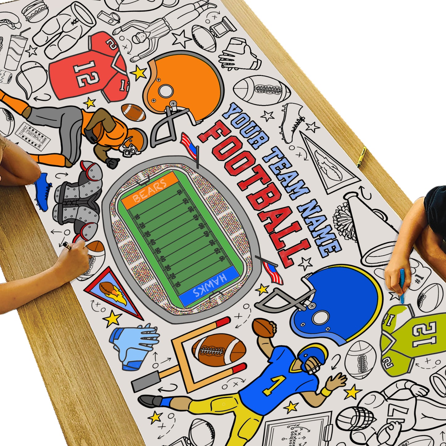 GIANT Personalized Football Coloring Banner