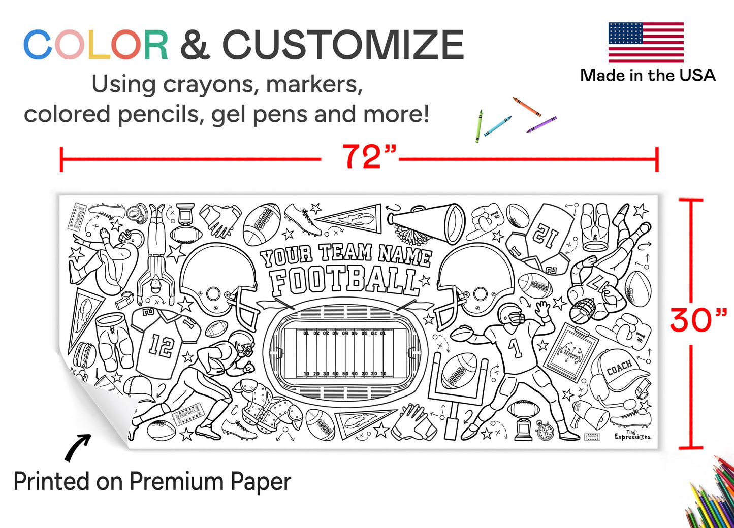 GIANT Personalized Football Coloring Banner