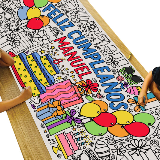 GIANT Personalized Feliz Cumpleaños Birthday Coloring Banner
