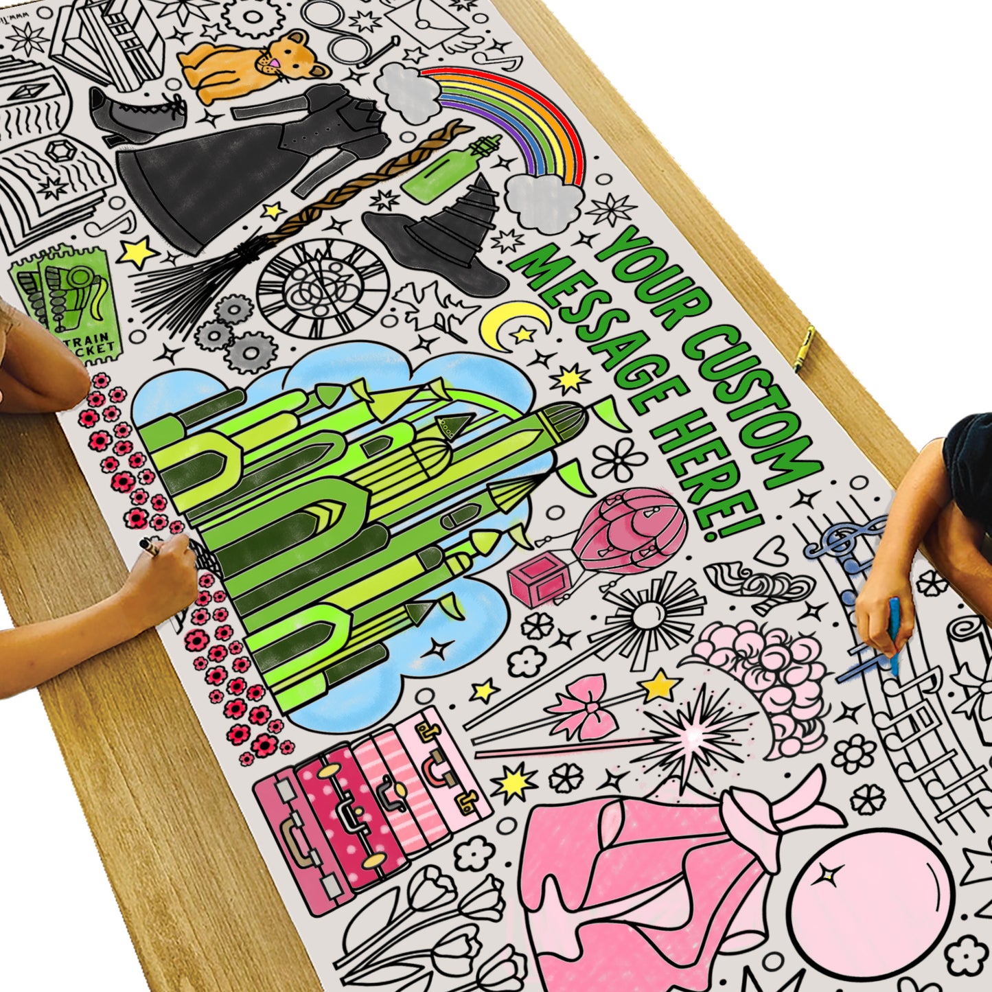 Giant Personalized Witch Friends Coloring Banner