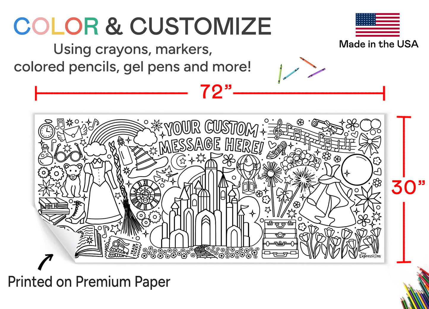 Giant Personalized Witch Friends Coloring Banner