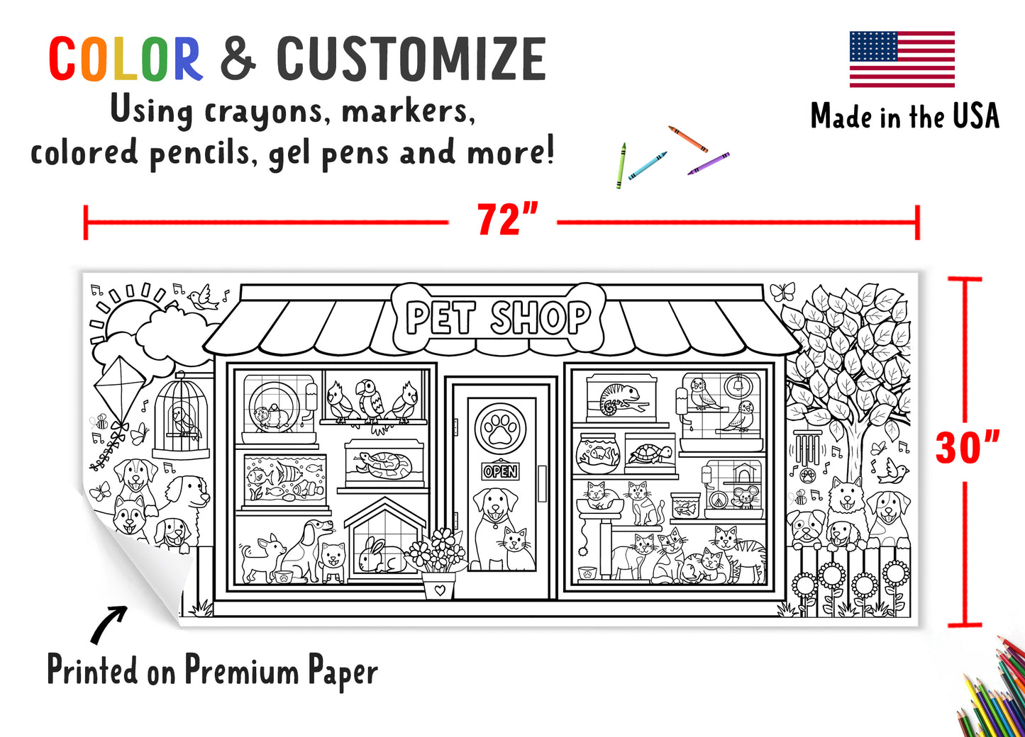 Giant Pet Shop Coloring Banner
