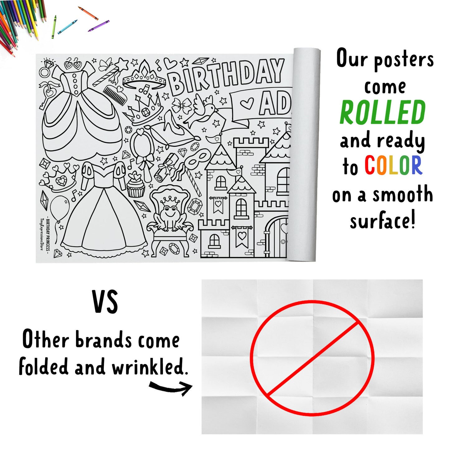 Giant Personalized Princess Coloring Banner