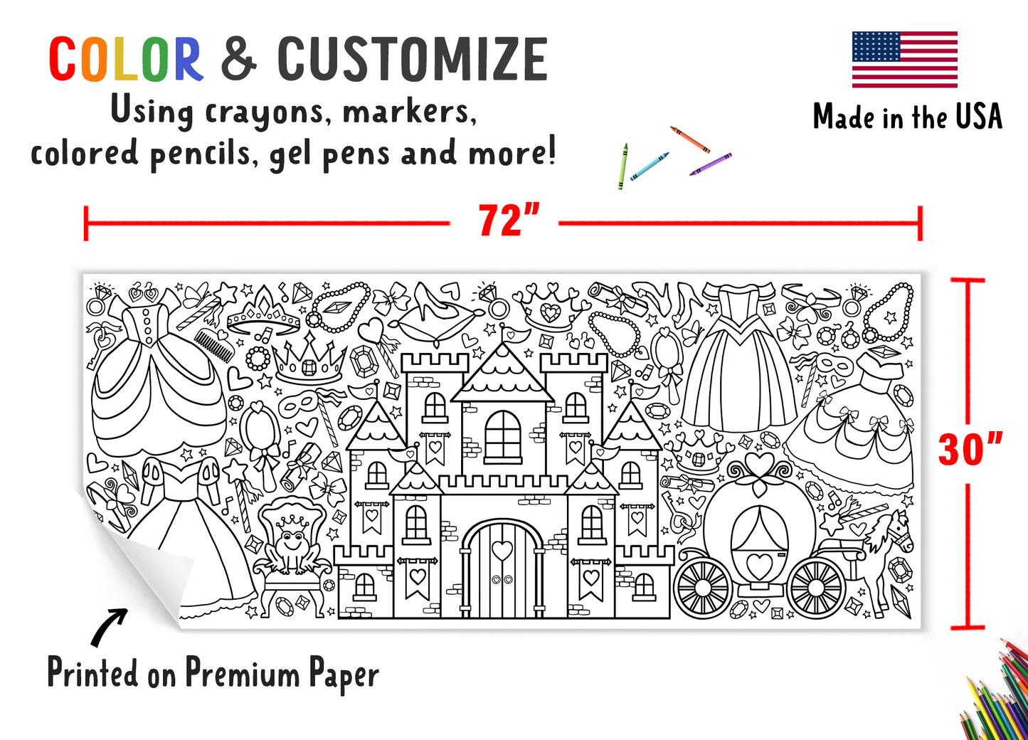 Giant Princess Coloring Banner