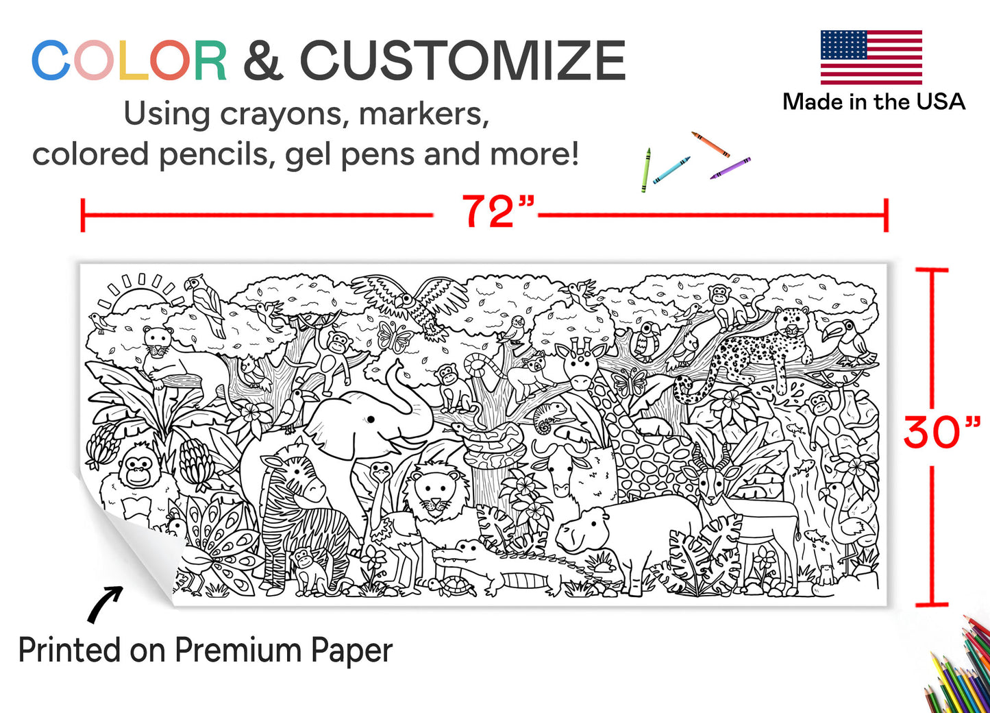 Giant Safari Coloring Banner