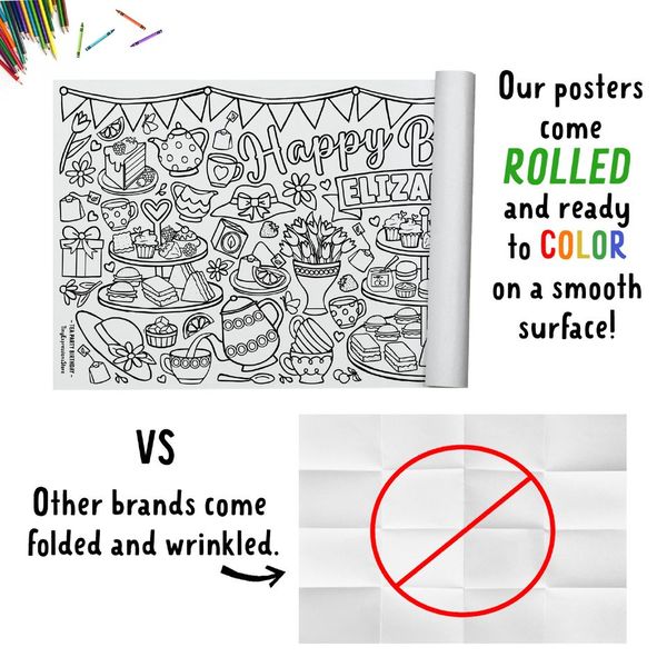 Giant Personalized Tea Party Coloring Banner