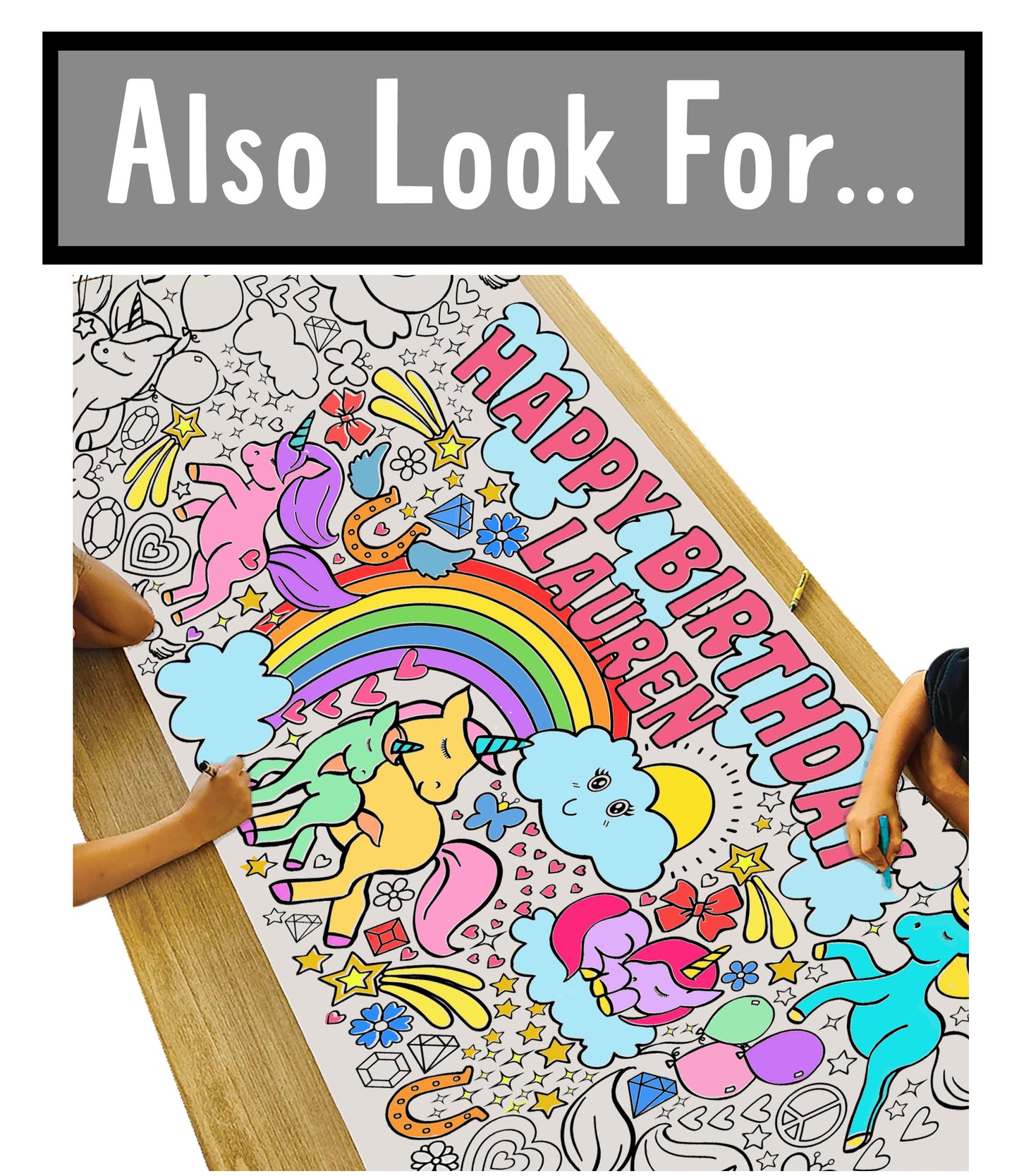 Giant Personalized Tea Party Coloring Banner