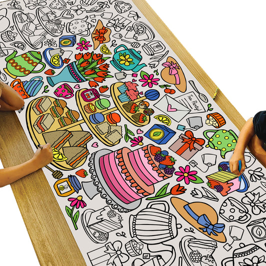 Giant Tea Party Coloring Banner