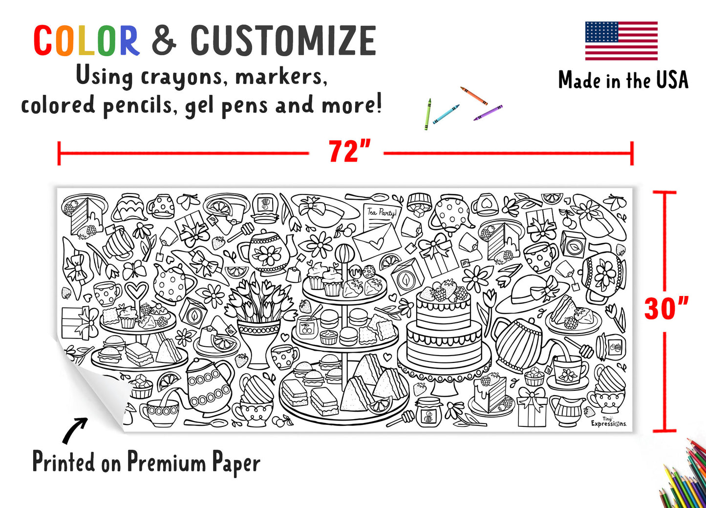 Giant Tea Party Coloring Banner