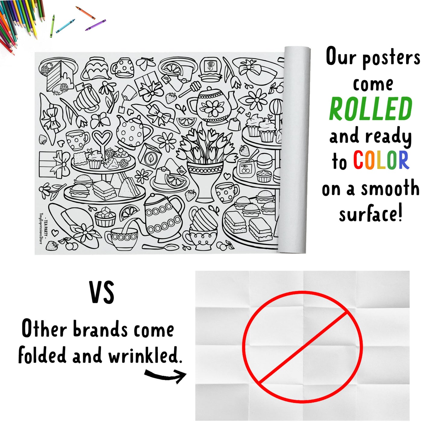 Giant Tea Party Coloring Banner