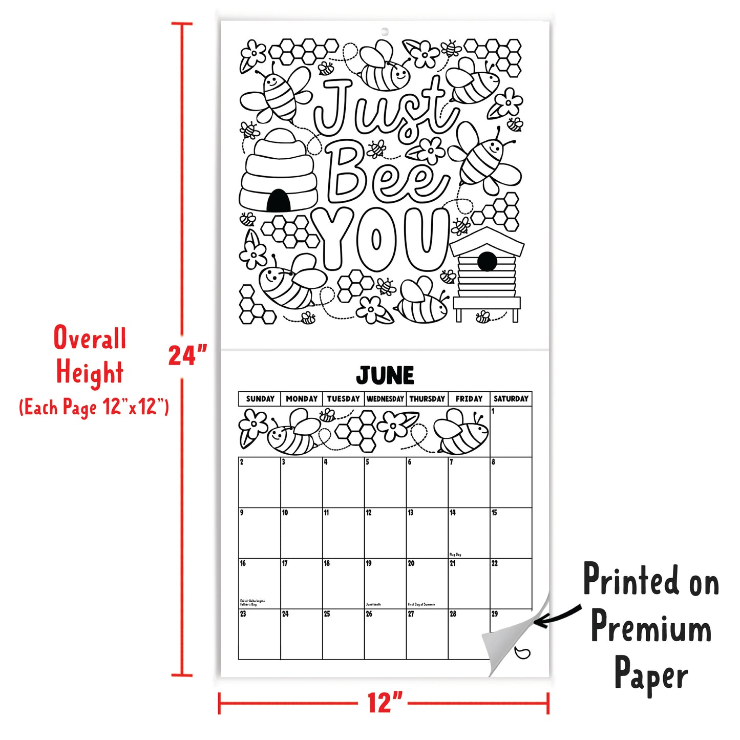 2024 Inspirational Kids Coloring Calendar