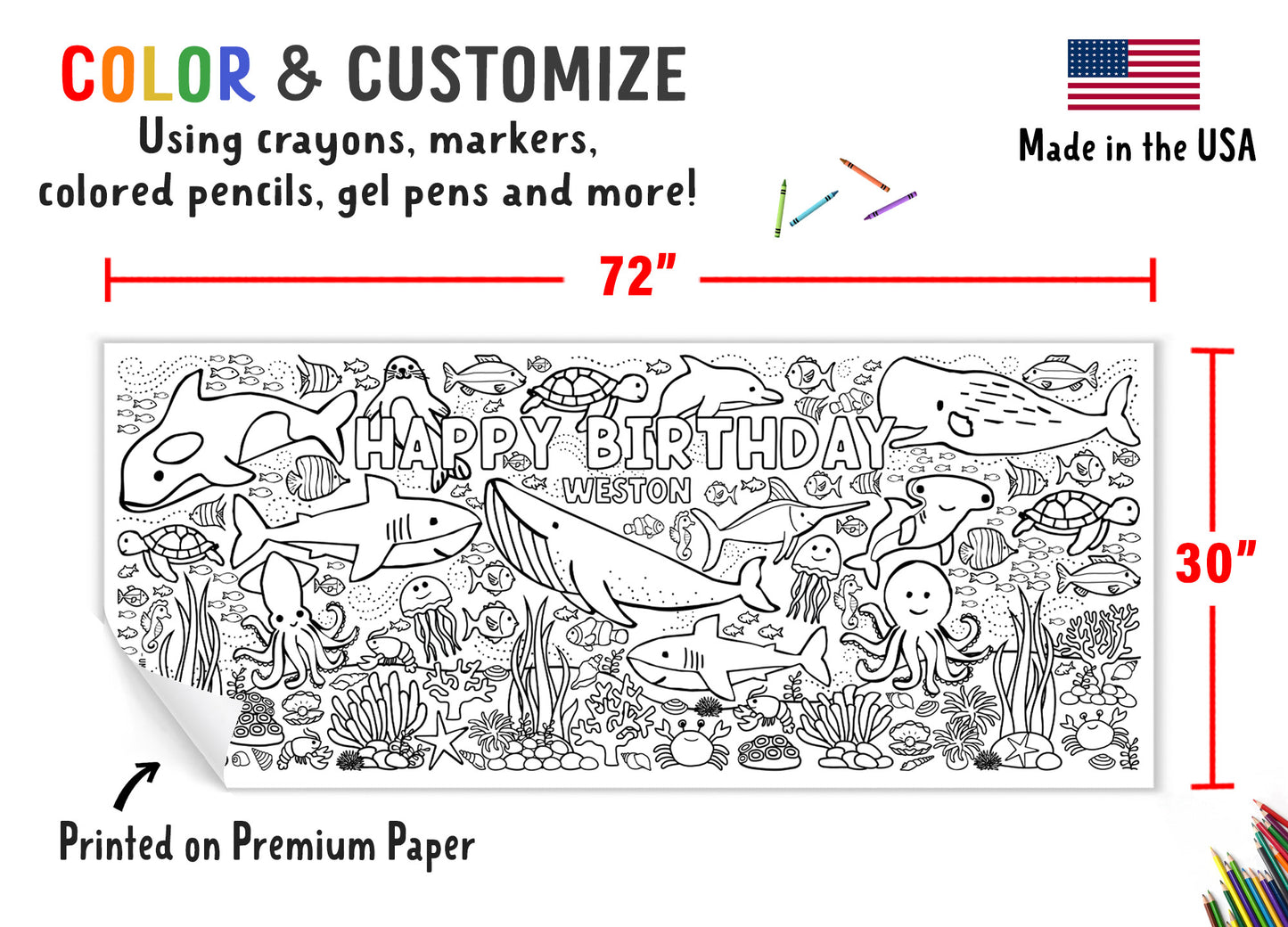 Personalized Under the Sea Coloring Banner