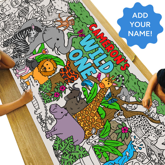 Giant Personalized Safari Coloring Banner