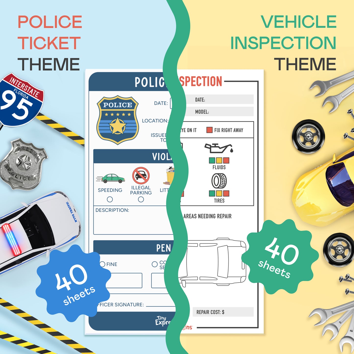 Police Ticket & Vehicle Inspection Playtime Notepads