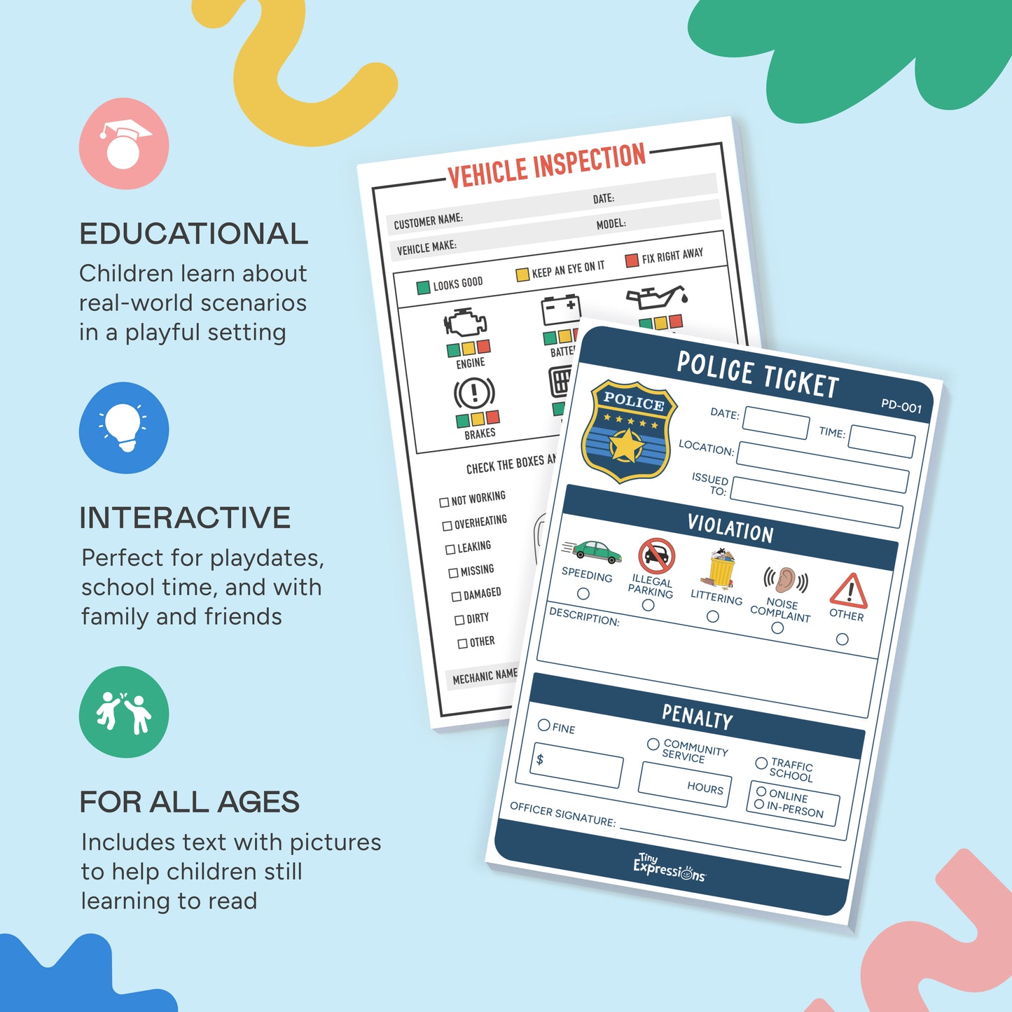 Police Ticket & Vehicle Inspection Playtime Notepads