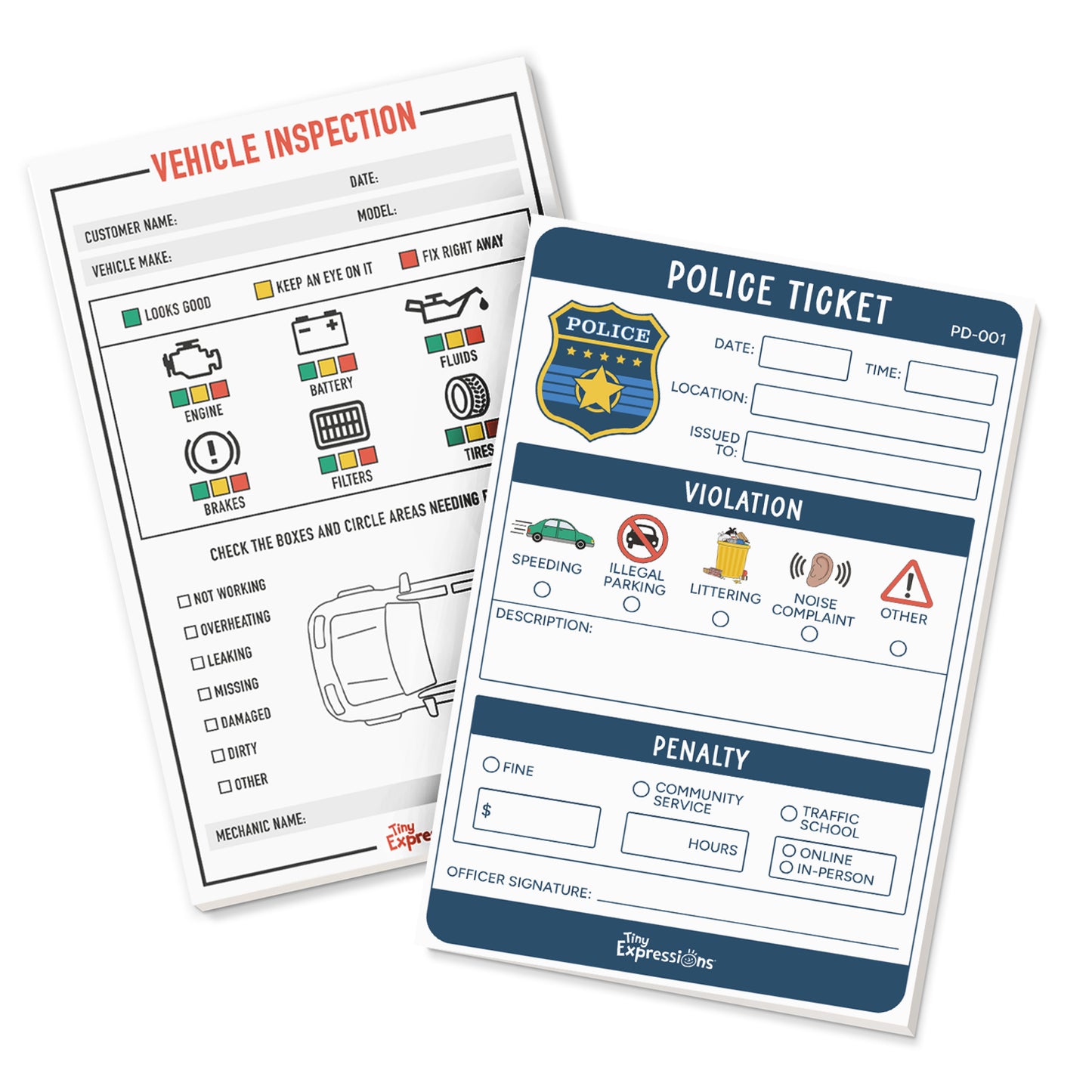 Police Ticket & Vehicle Inspection Playtime Notepads