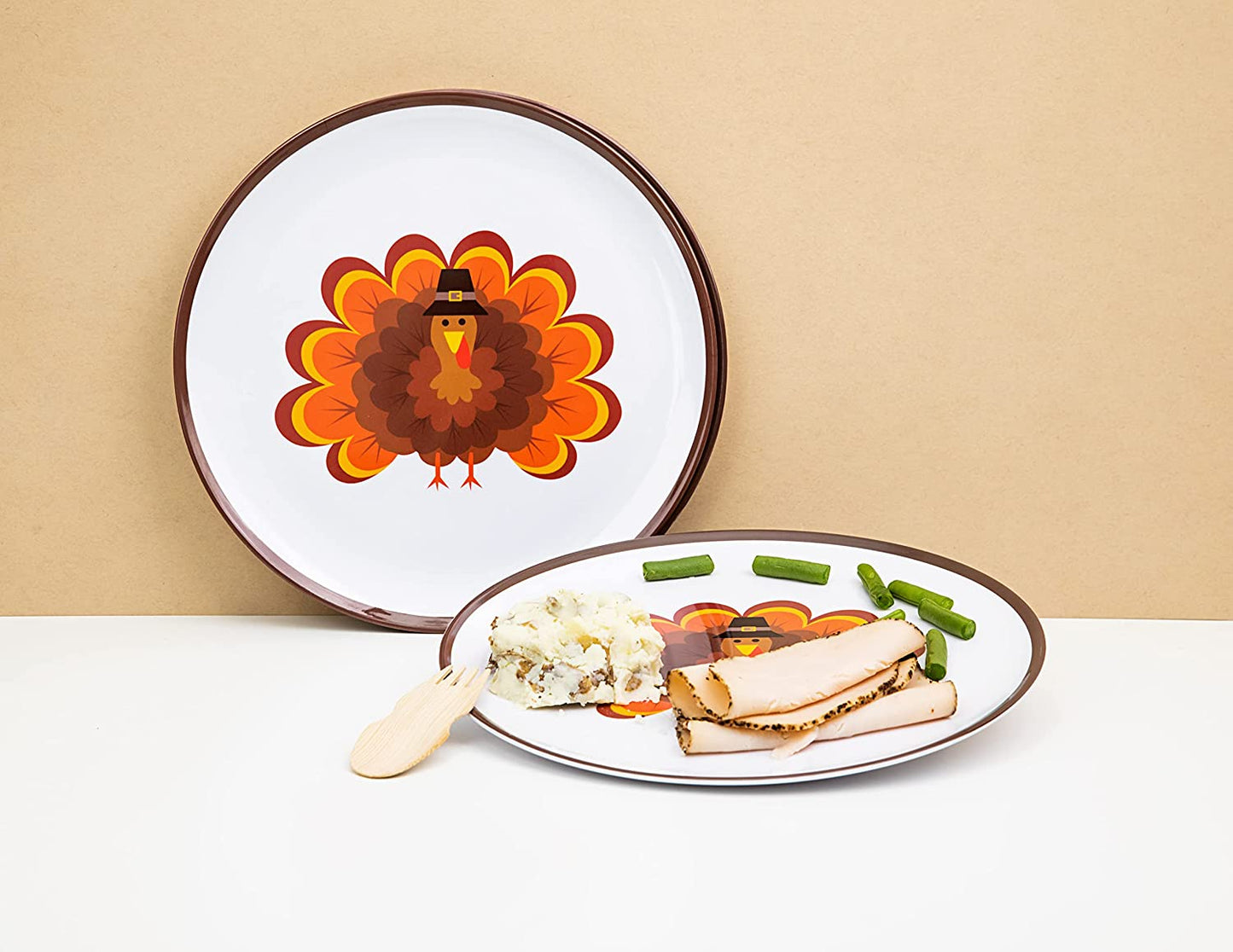 Thanksgiving Plates for Kids with Colorful Turkey (Set of 4 Plates)