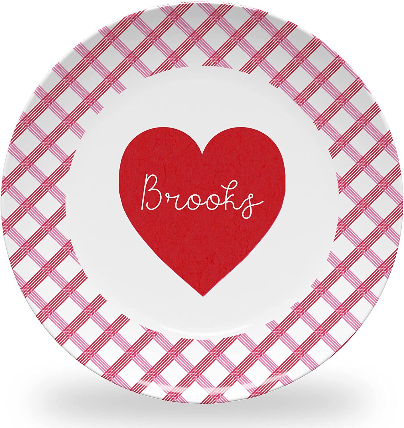Personalized Checkered Valentine's Day Plate
