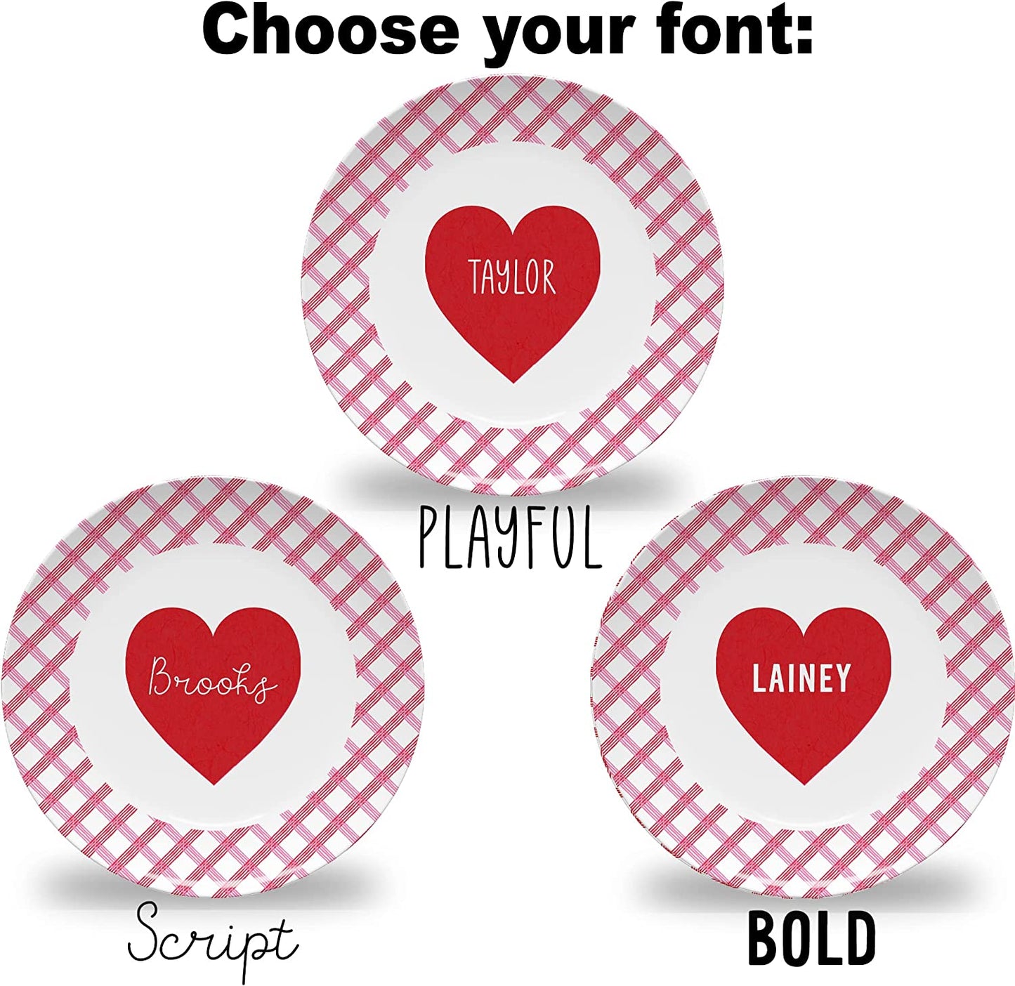 Personalized Checkered Valentine's Day Plate