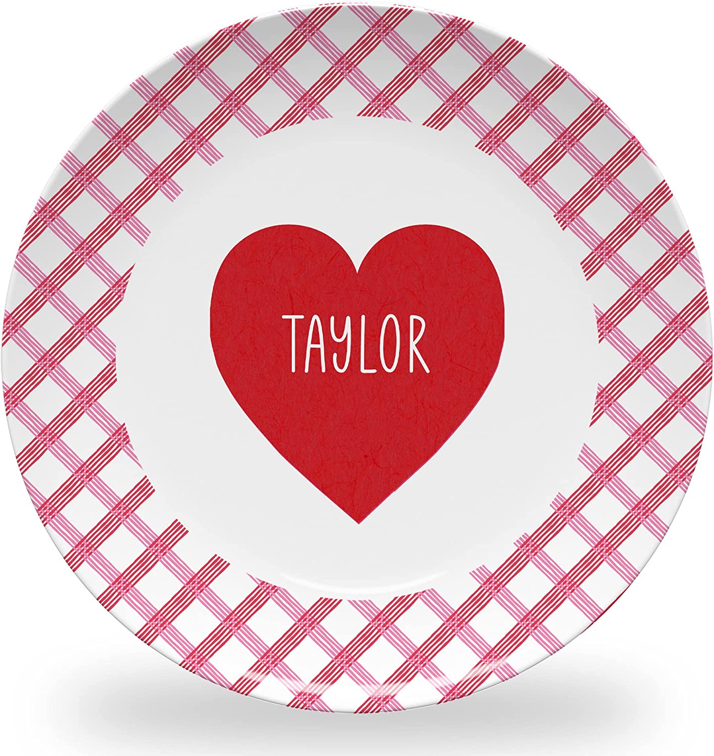 Personalized Checkered Valentine's Day Plate