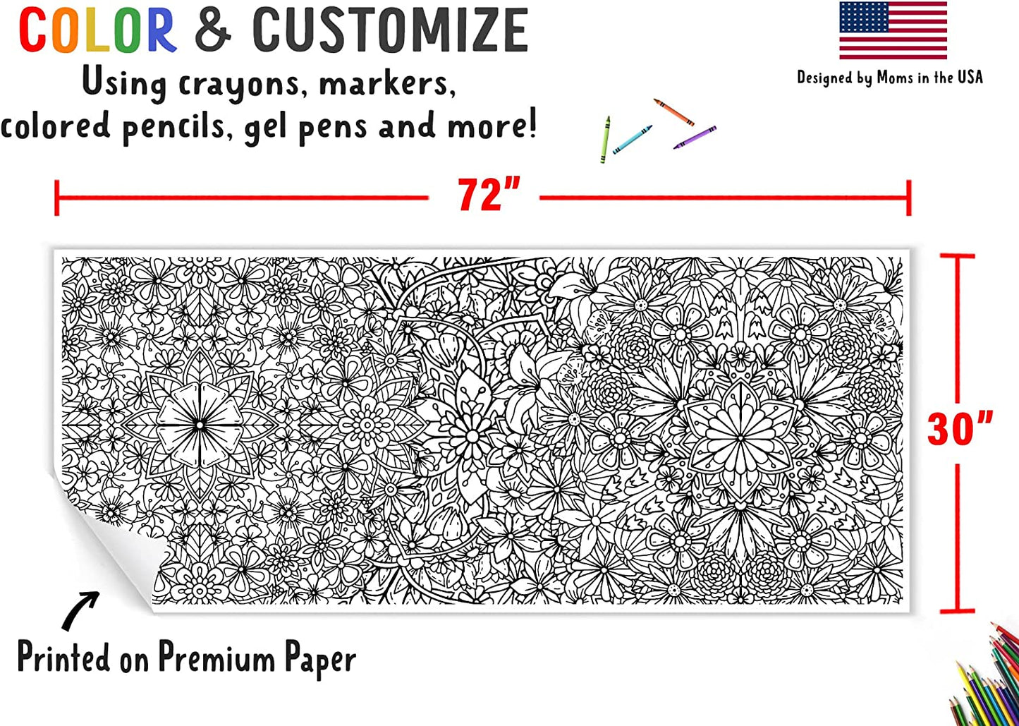 Giant Flowers Mandala Coloring Banner