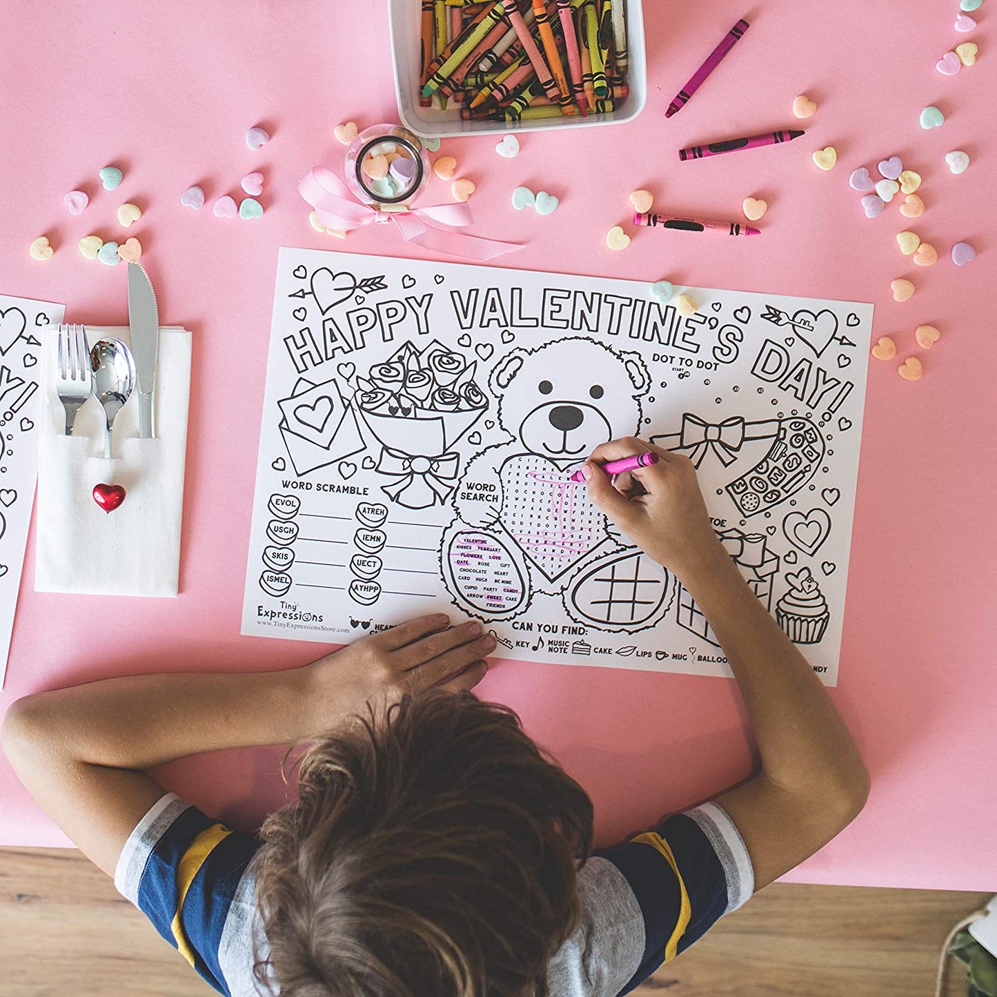 Valentine's Day Coloring Placemats