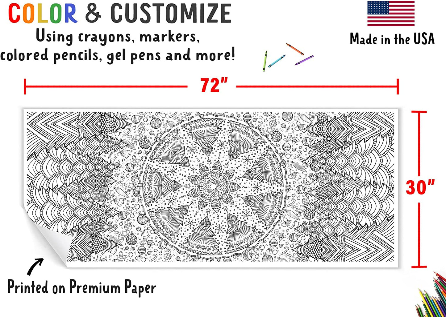 Giant Christmas Tree Mandala Coloring Banner