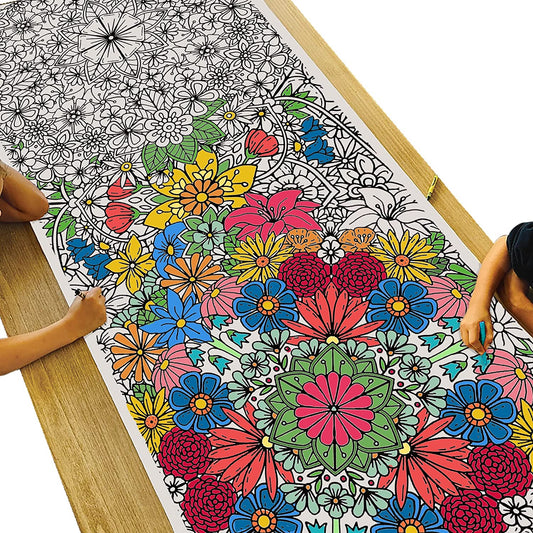 Giant Flowers Mandala Coloring Banner