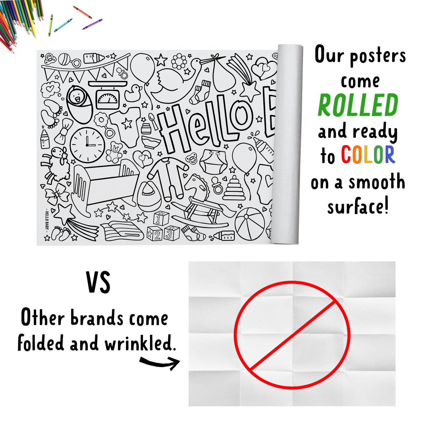 Giant Hello Baby Coloring Banner