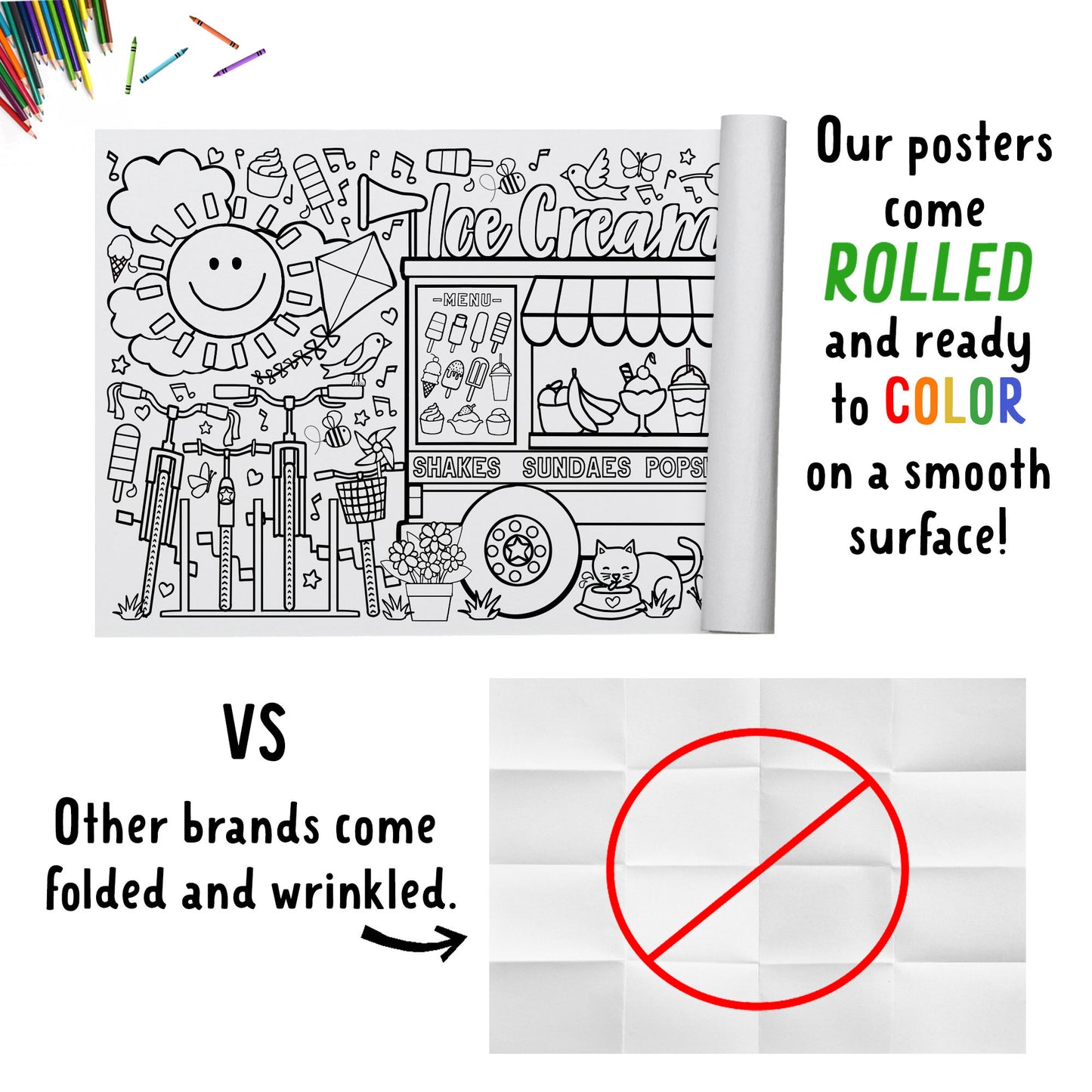 Giant Ice Cream Truck Coloring Banner