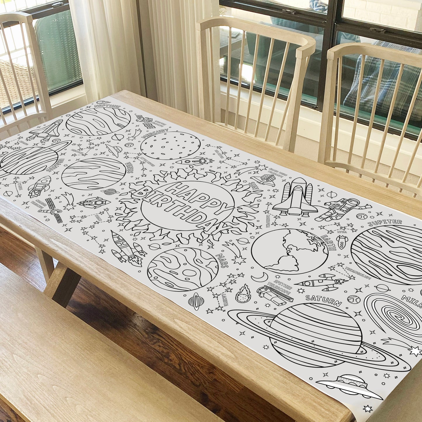 Giant Outer Space Birthday Coloring Banner