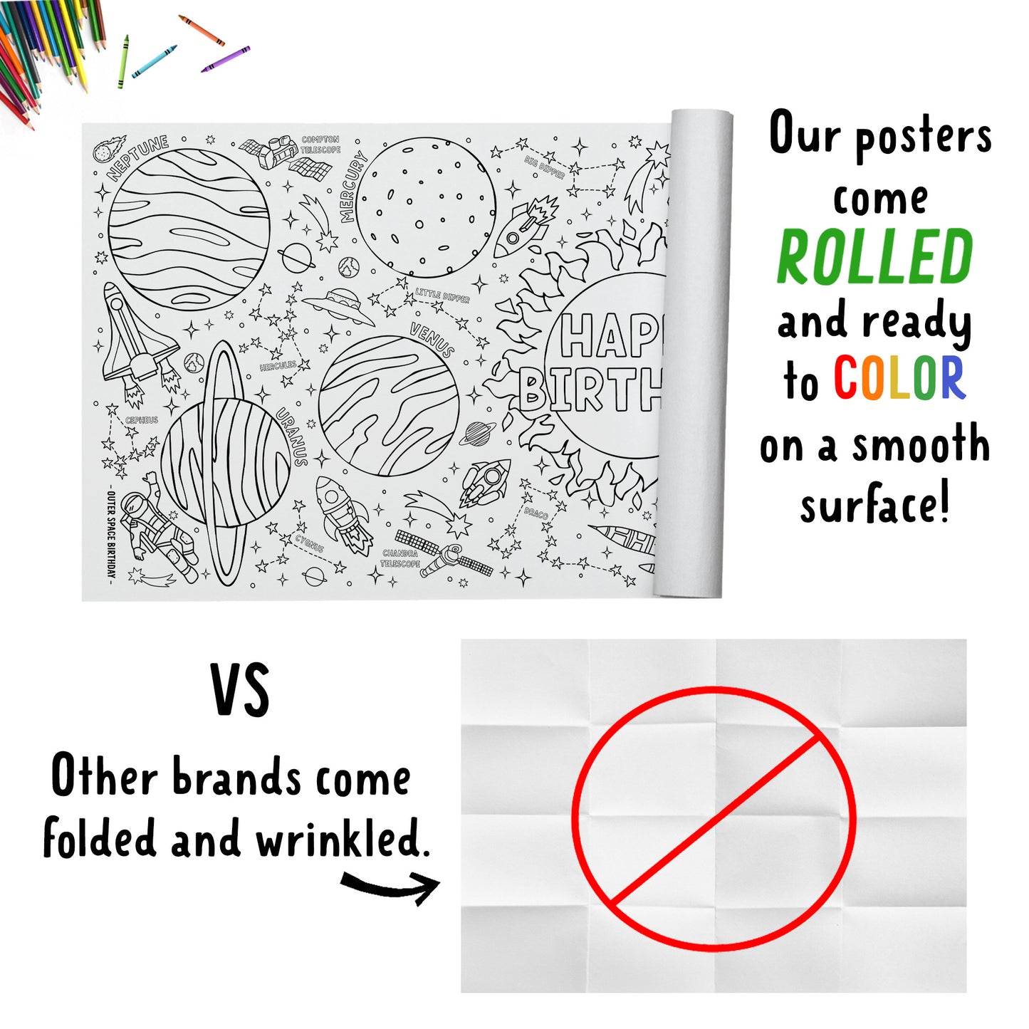 Giant Outer Space Birthday Coloring Banner