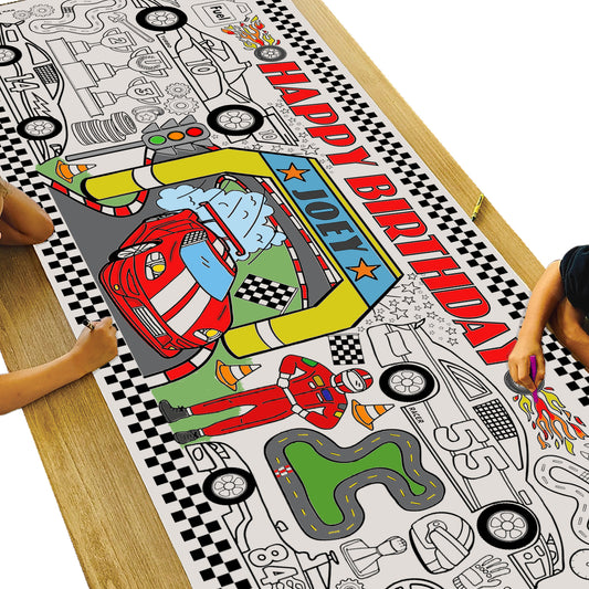 Giant Personalized Race Car Coloring Banner