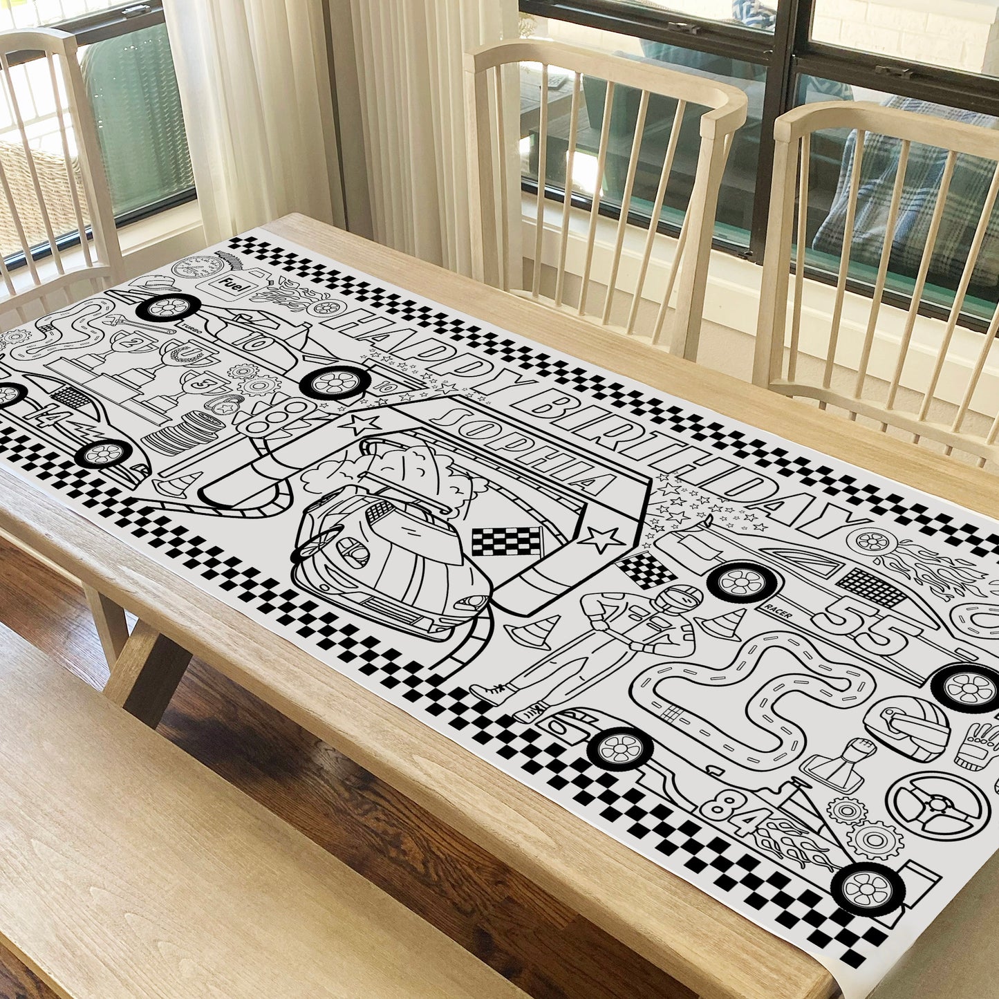 Giant Personalized Race Car Coloring Banner