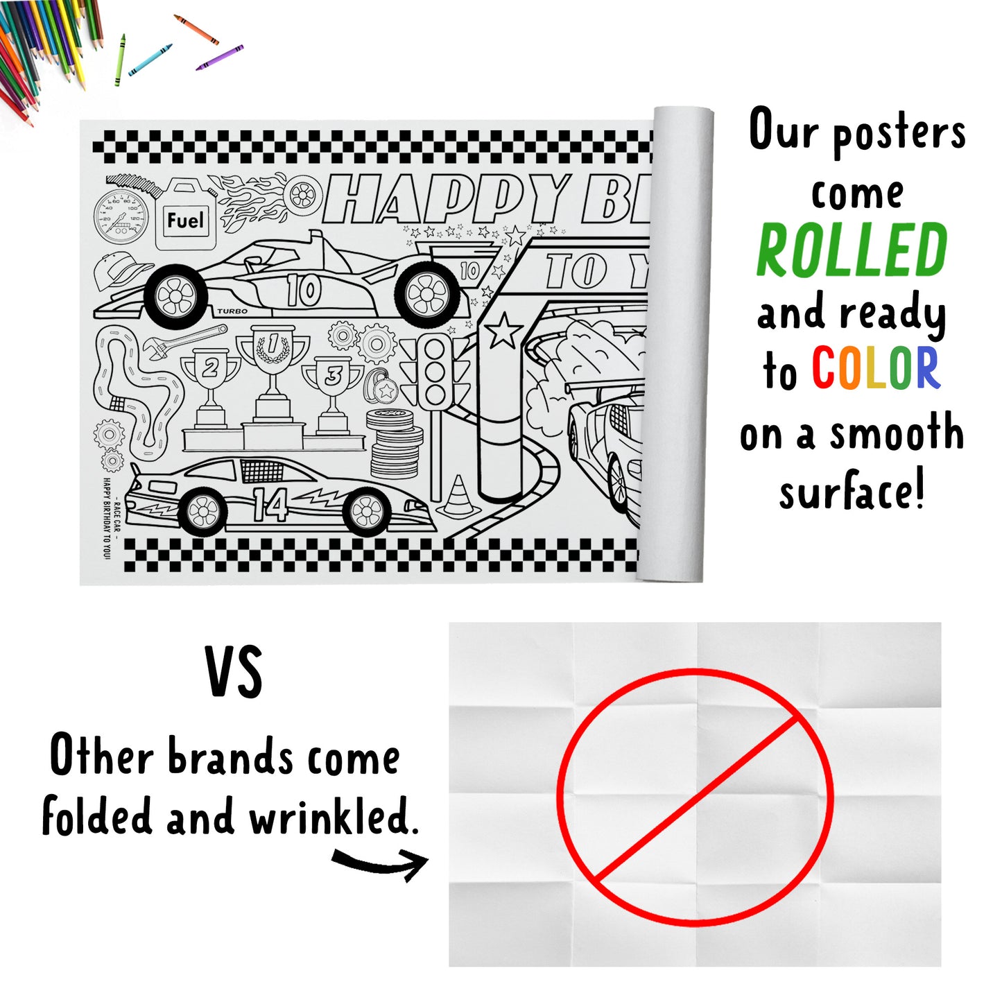 Giant Race Car Birthday Coloring Banner