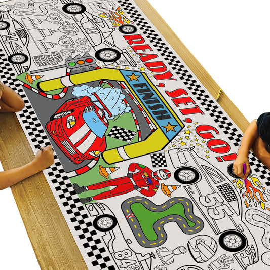 Giant Race Car Coloring Banner