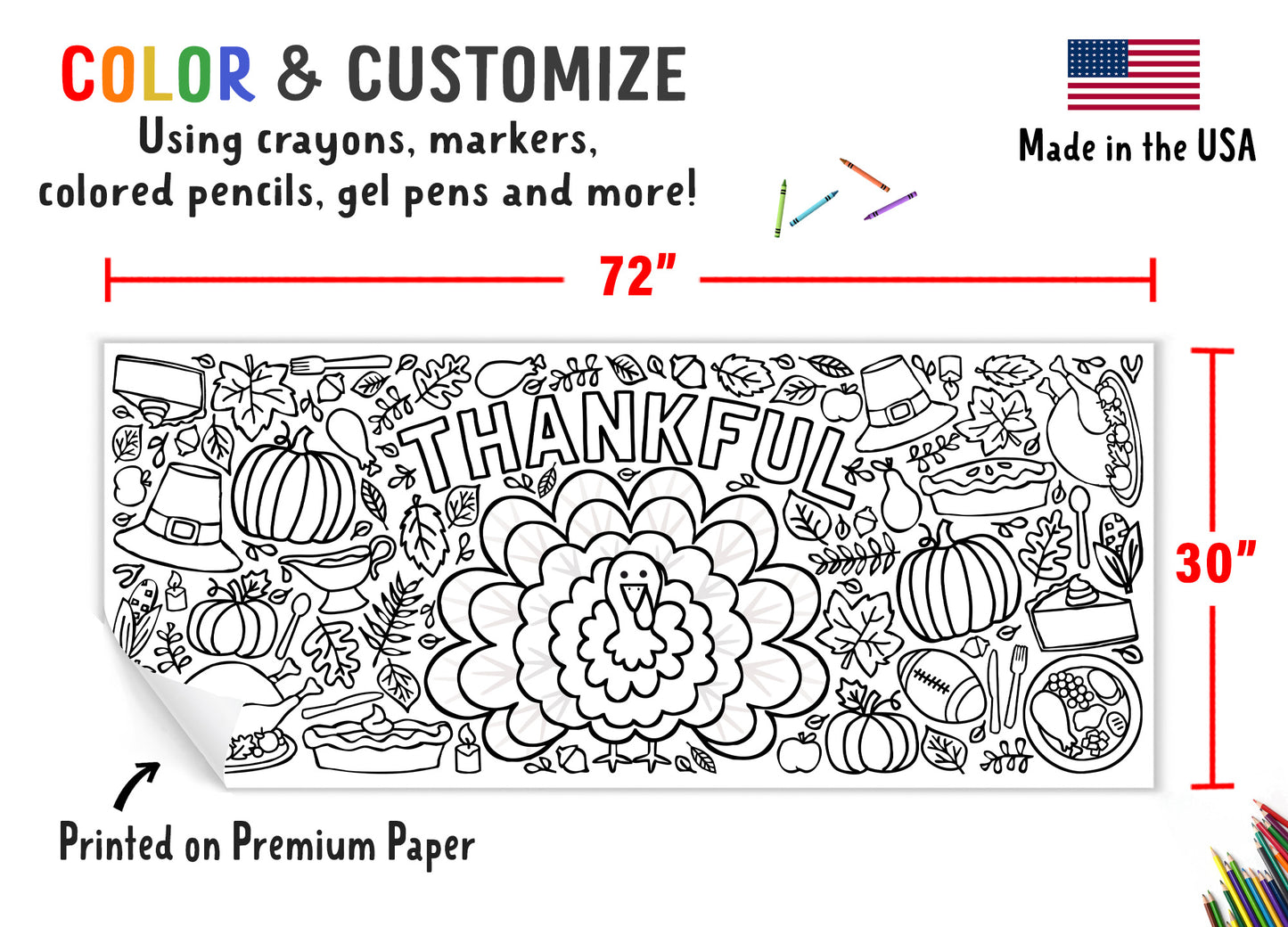 Giant Thankful Coloring Banner