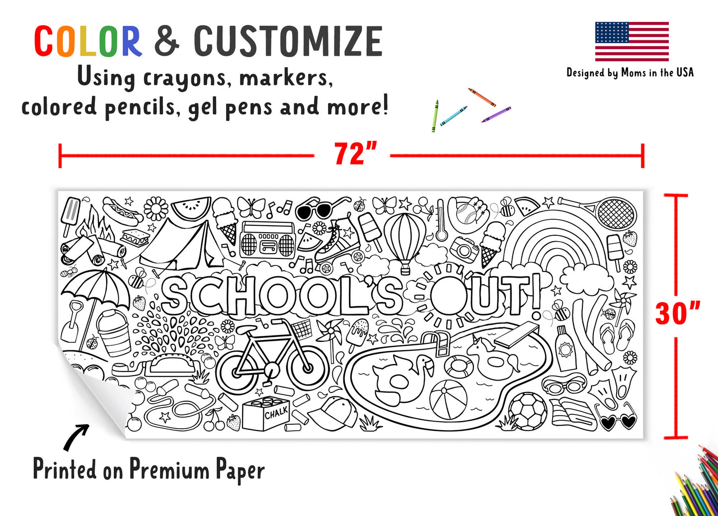 Giant School's Out Coloring Banner