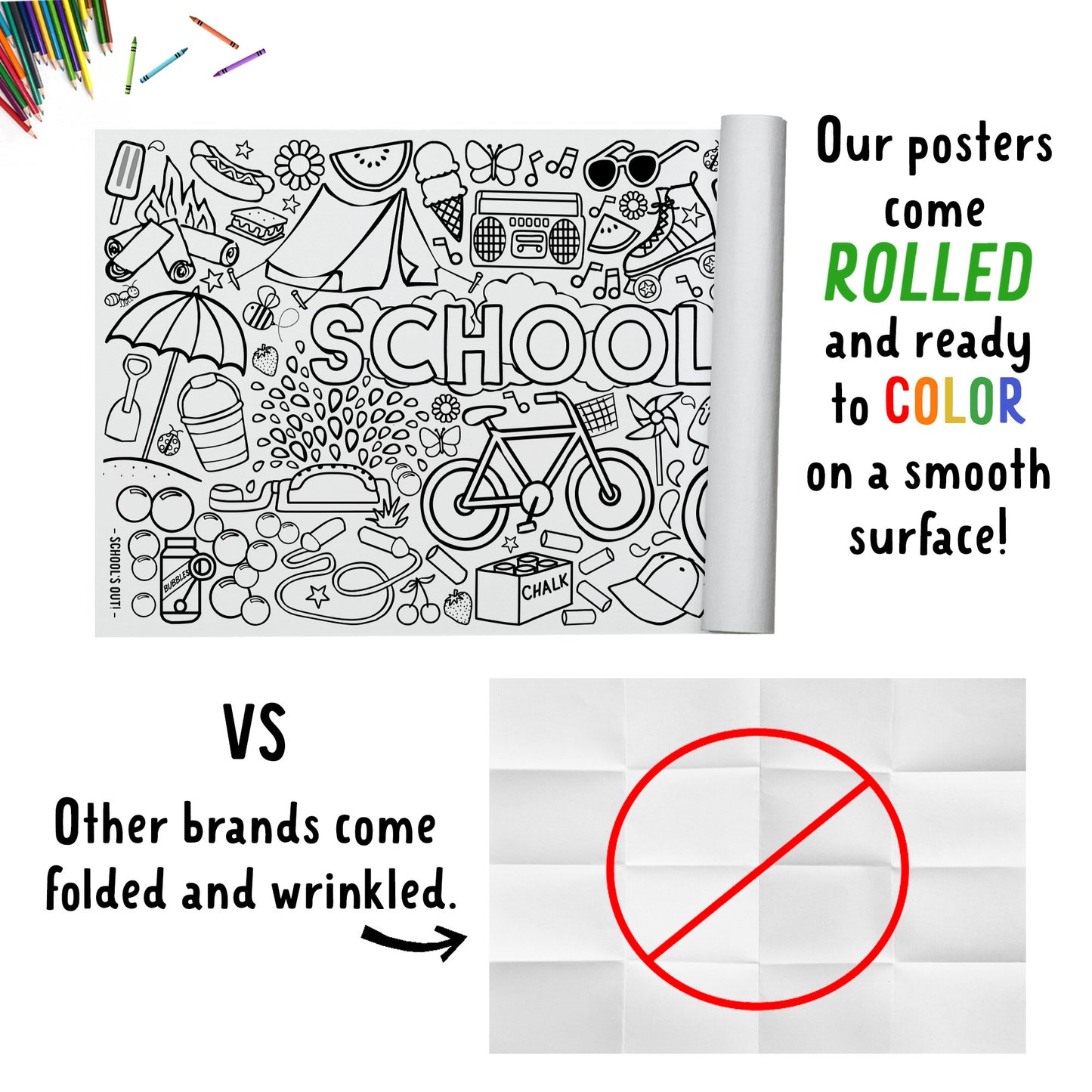 Giant School's Out Coloring Banner