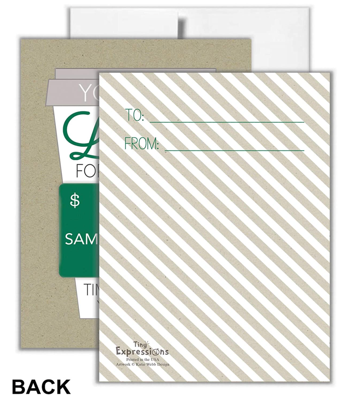 Thanks a Latte Coffee Gift Card Holders Set of 4 with Envelopes