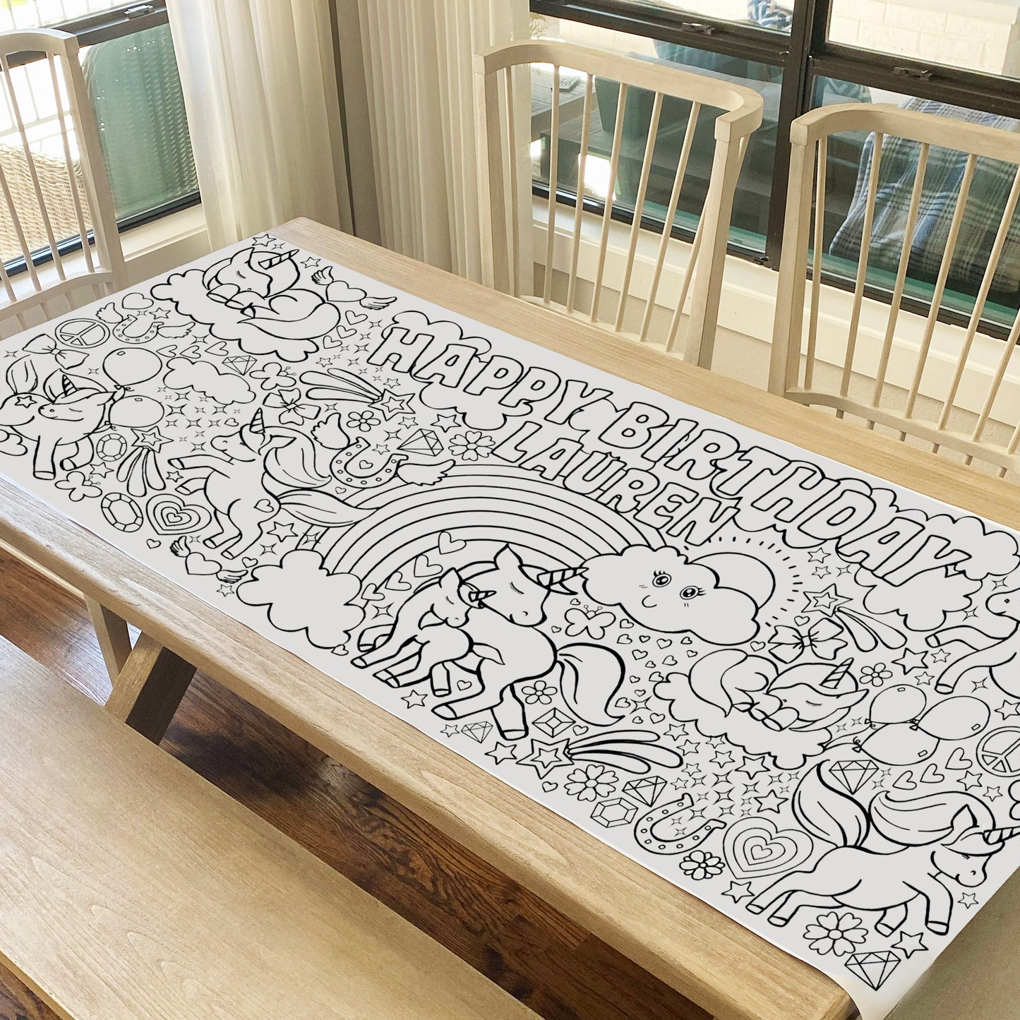 Giant Personalized Unicorn Birthday Coloring Banner