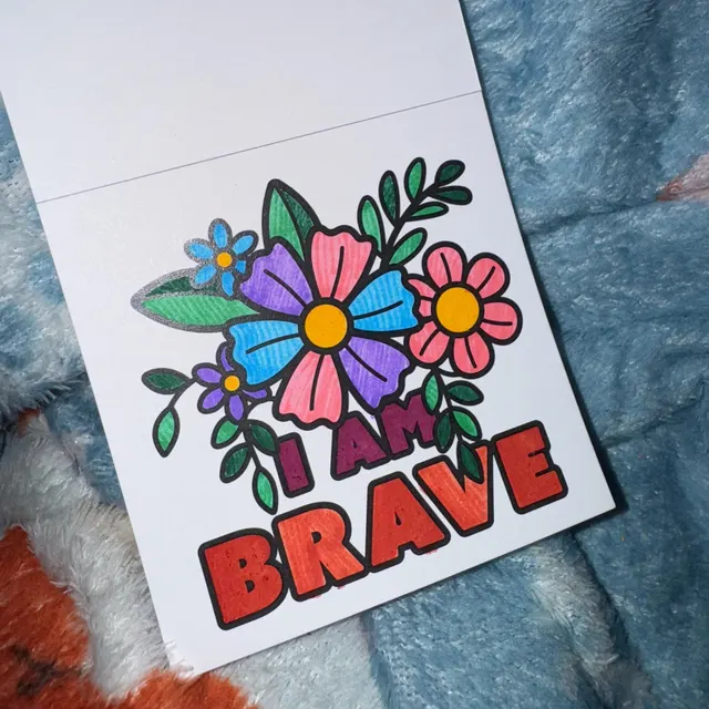 Colorful 'I Am Brave' notepad artwork