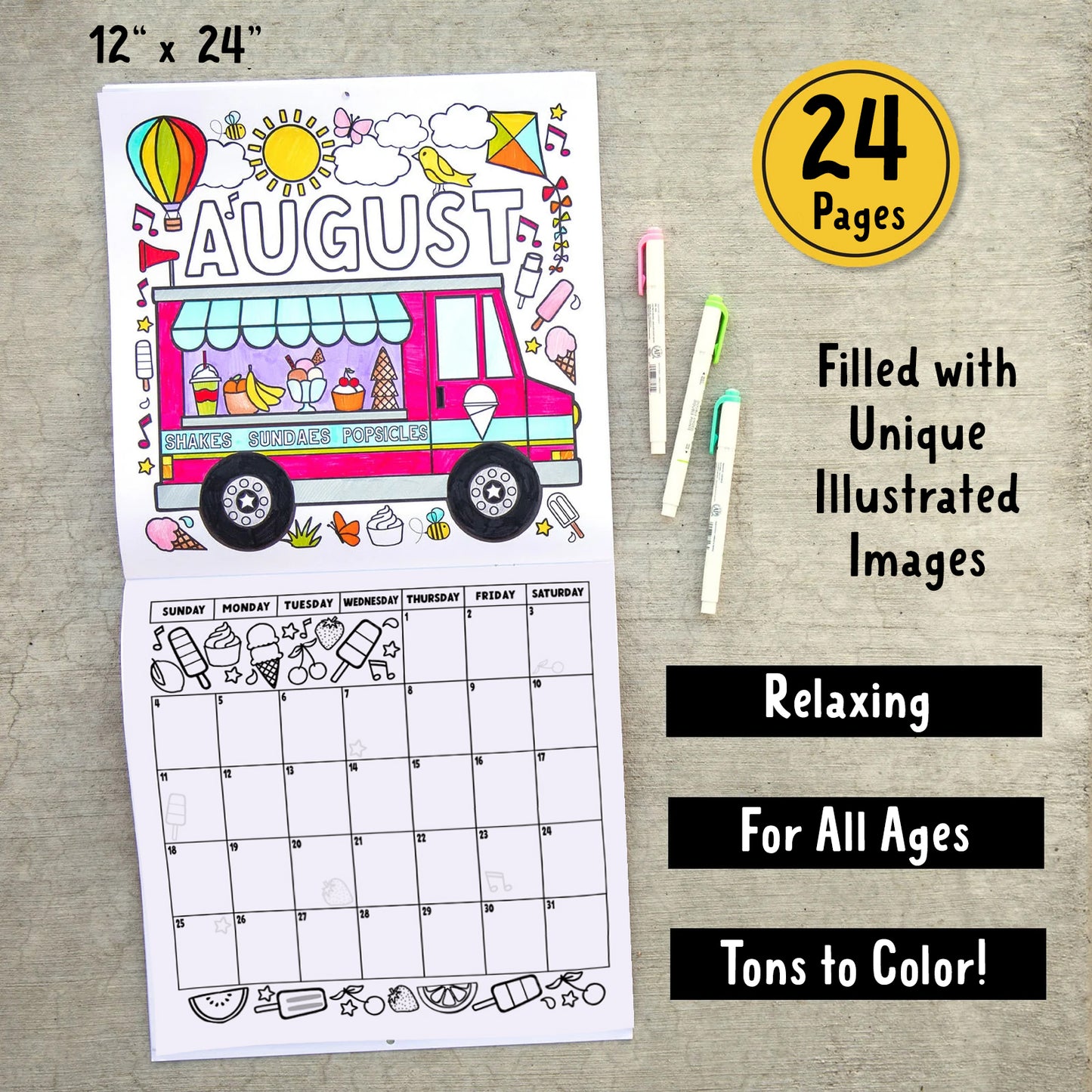 2024 Coloring Calendar for Kids