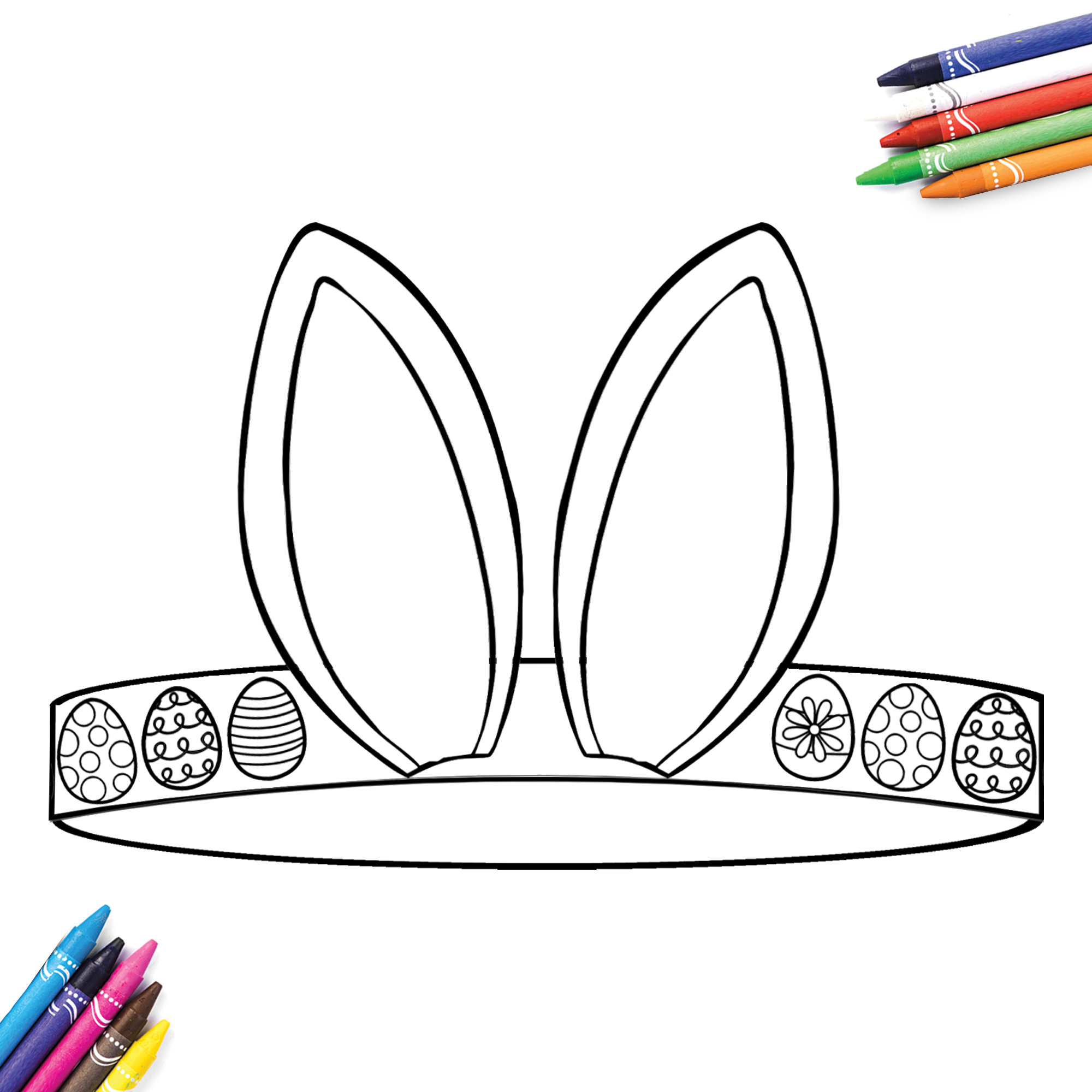 Easter Bunny Coloring Crowns (12 Crowns)
