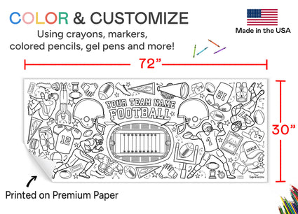 GIANT Personalized Football Coloring Banner