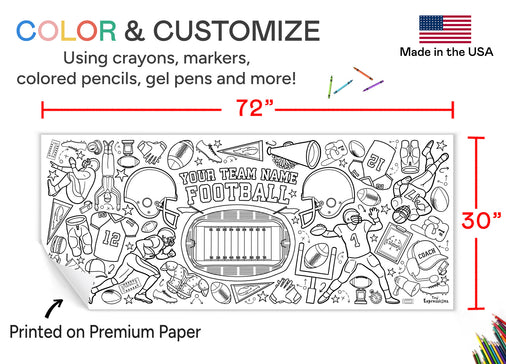 GIANT Personalized Football Coloring Banner