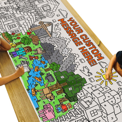 Giant Personalized Mine Blocks Coloring Banner