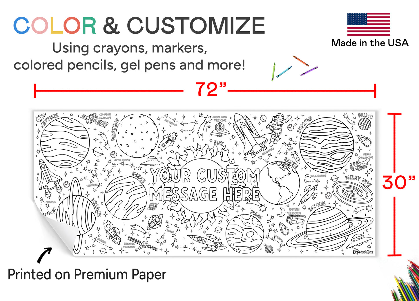 Giant Personalized Outer Space Coloring Banner